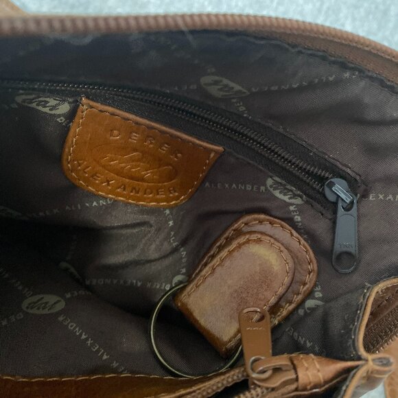 Derek Alexander Two Sided Zip Cross Body Bag Tan Premium Genuine Leather - Picture 14 of 16